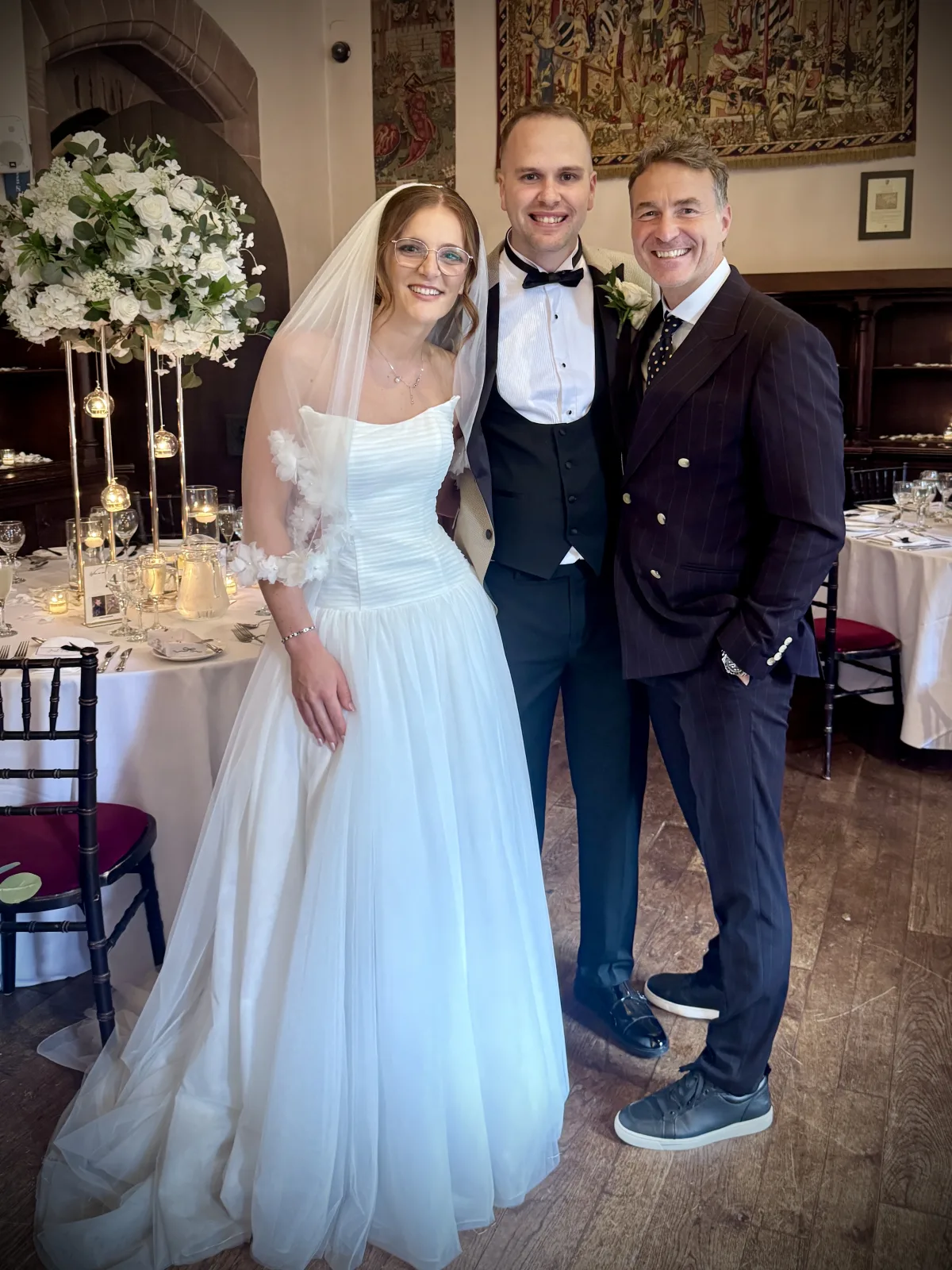 Jake and Hannah with Howard at Peckforton Castle